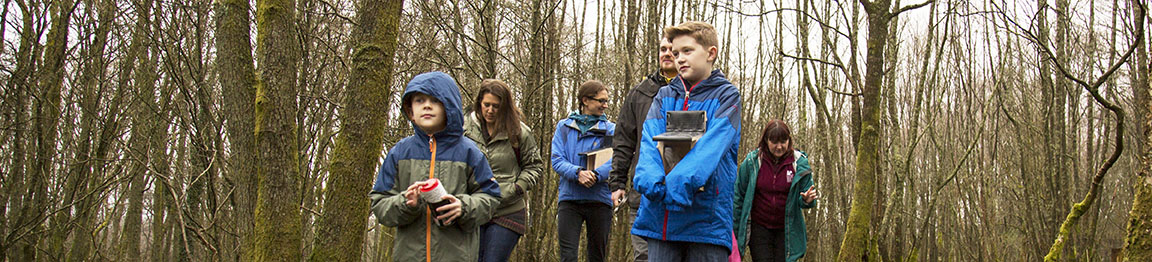 Family volunteering in red squirrel survey