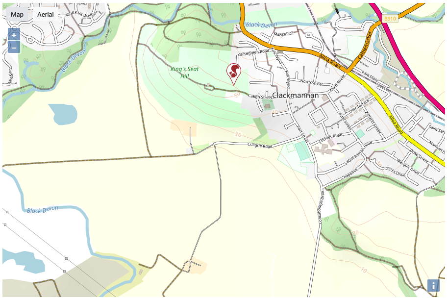 A screenshot of the SSRS Hub map showing a red squirrel pin.